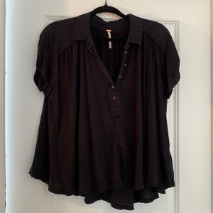 Free People Button Collared Tee